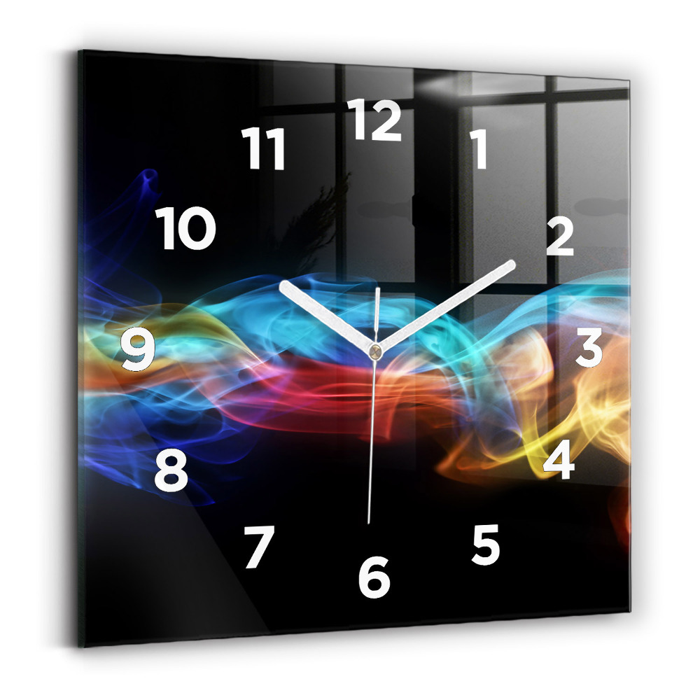 Ceas de sticlă pe perete pătrat Linii colorate abstracte