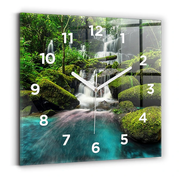 Ceas de sticlă pe perete pătrat Cascada Thailanda