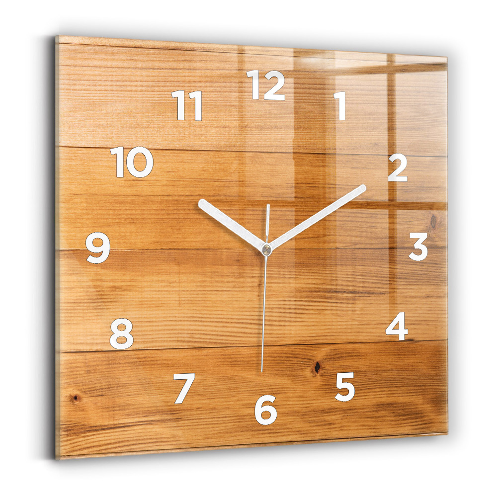 Ceas din sticlă pătrat Scanduri de lemn