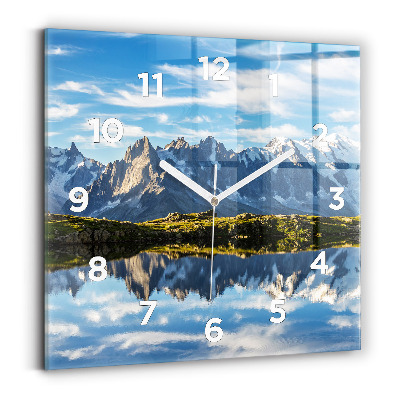 Ceas de sticlă pe perete pătrat Valea Chamonix, Alpii francezi