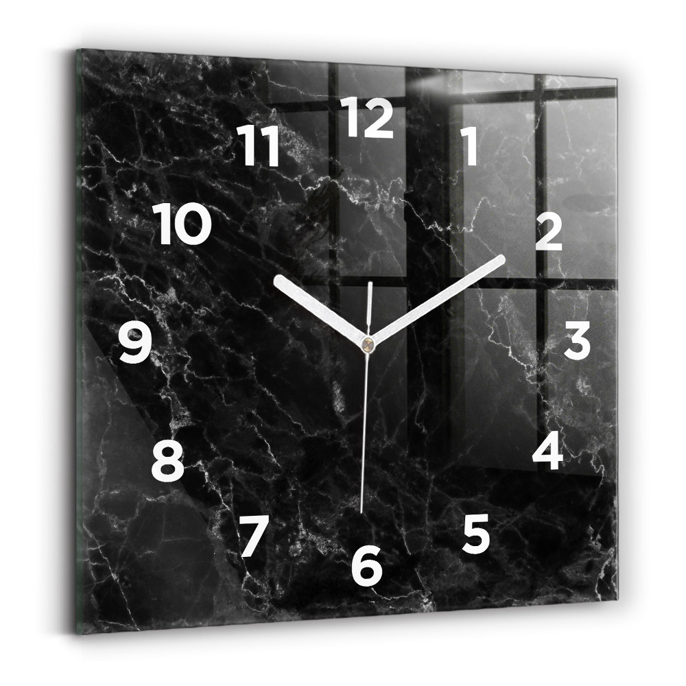 Ceas pătrat de perete din sticlă Marmură închisă