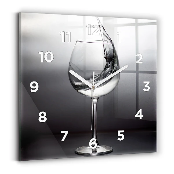 Ceas perete din sticlă pătrat Pahar de vin
