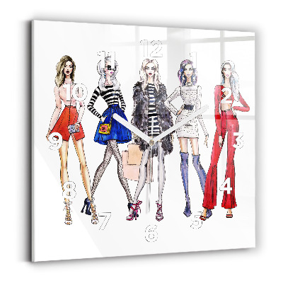 Ceas perete din sticlă pătrat Fete la modă