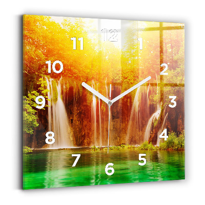 Ceas pătrat de perete din sticlă Vedere asupra cascadei