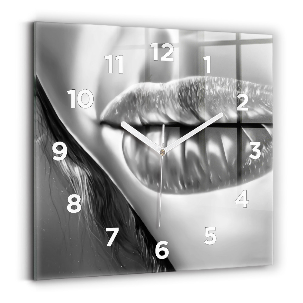 Ceas de sticlă pe perete pătrat Gura de femeie