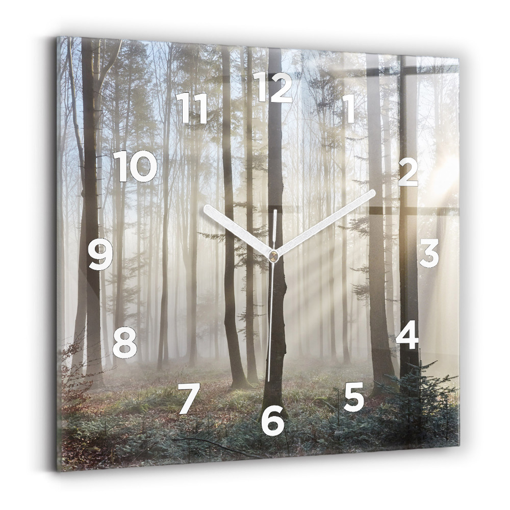 Ceas din sticlă pătrat Pădure în ceață