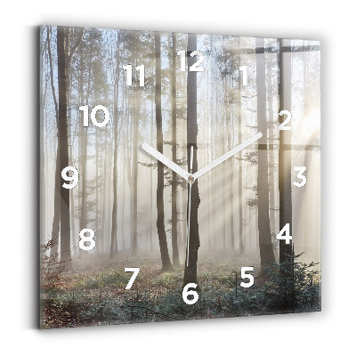 Ceas din sticlă pătrat Pădure în ceață