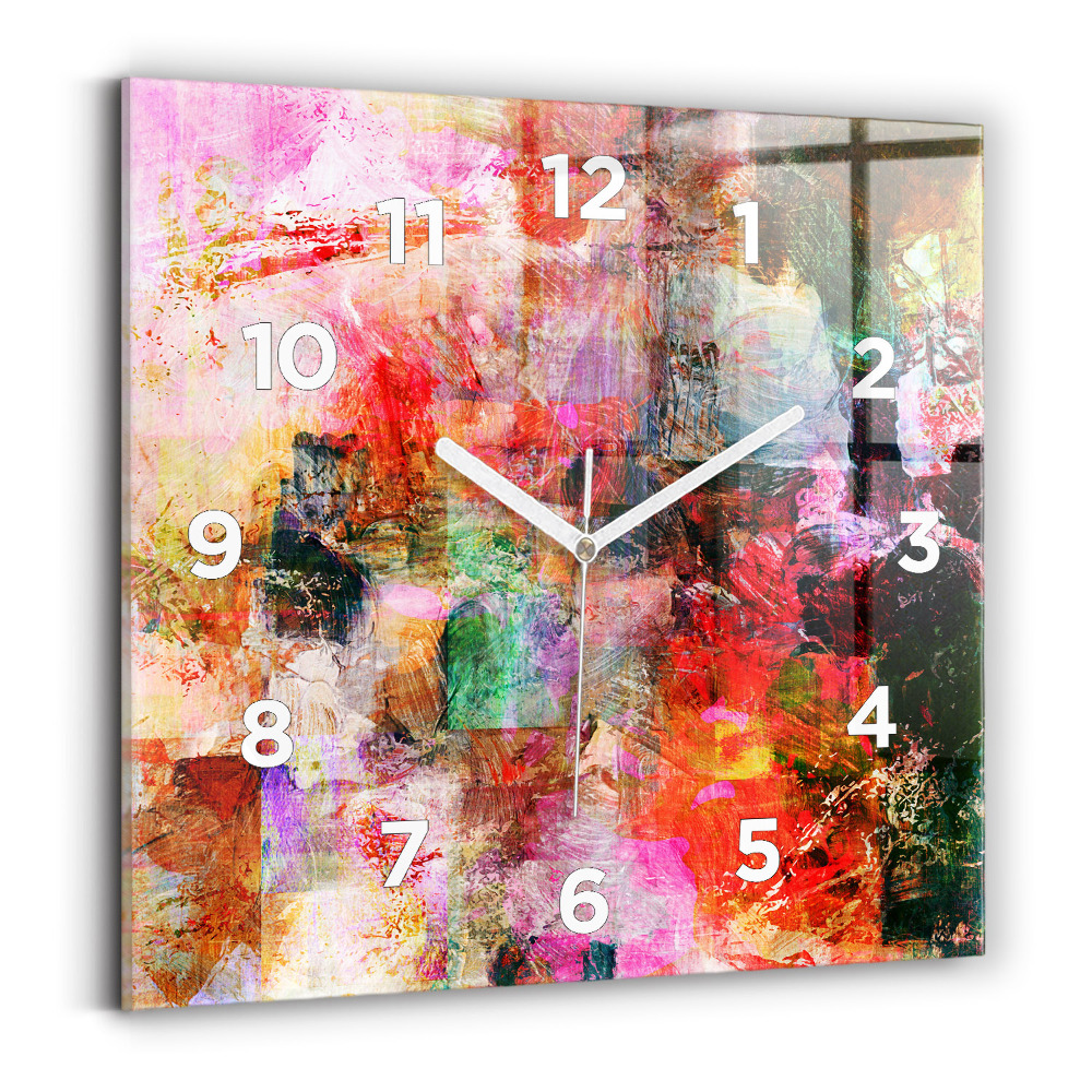 Ceas perete din sticlă pătrat Compoziție abstractă