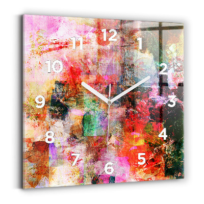 Ceas perete din sticlă pătrat Compoziție abstractă