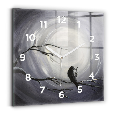Ceas din sticlă pătrat Corb în lumina lunii