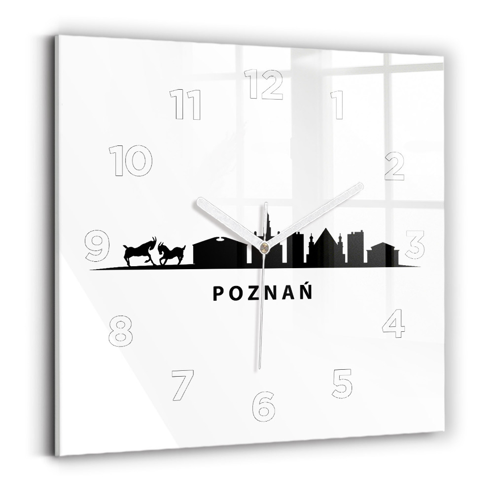Ceas din sticlă pătrat Grafică panoramică Poznań