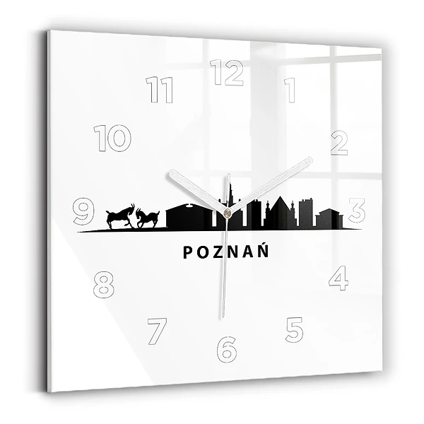 Ceas din sticlă pătrat Grafică panoramică Poznań