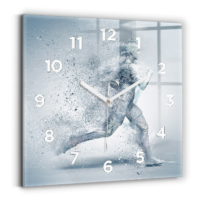 Ceas de sticlă pe perete pătrat Alergător