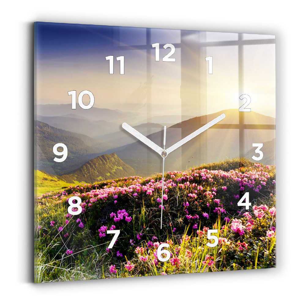 Ceas de sticlă pe perete pătrat Peisaj montan