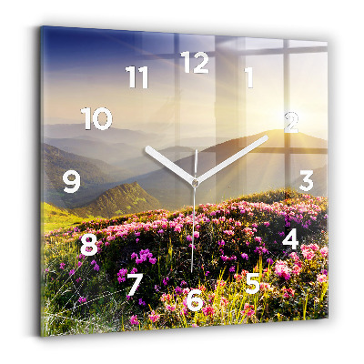 Ceas de sticlă pe perete pătrat Peisaj montan