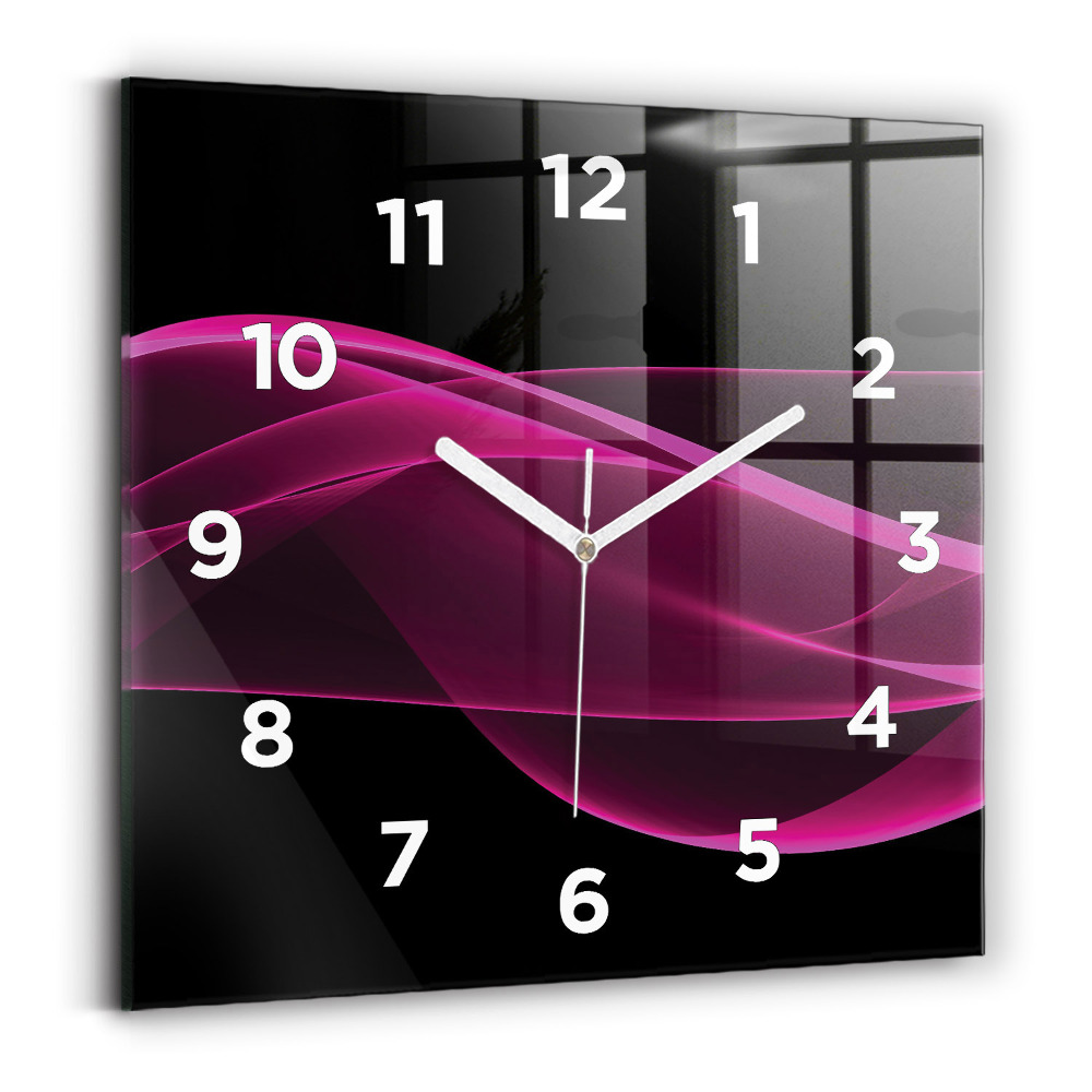 Ceas pătrat de perete din sticlă Abstracție roz