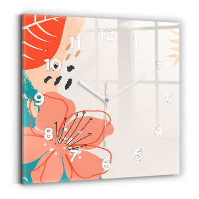 Ceas de sticlă pe perete pătrat Plante hawaiene