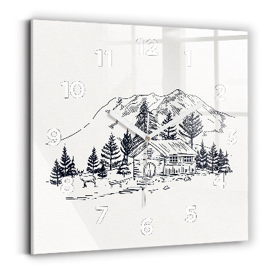 Ceas perete din sticlă pătrat Oraș de desene animate