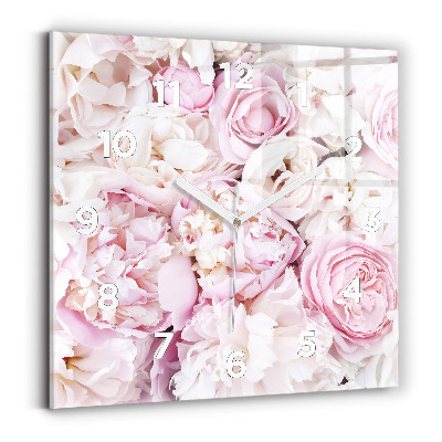 Ceas din sticlă pătrat Flori decorative