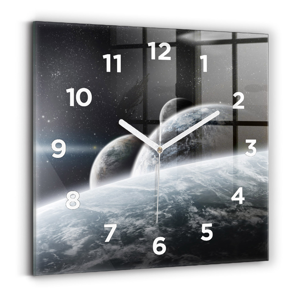 Ceas din sticlă pătrat Spațiul și planetele
