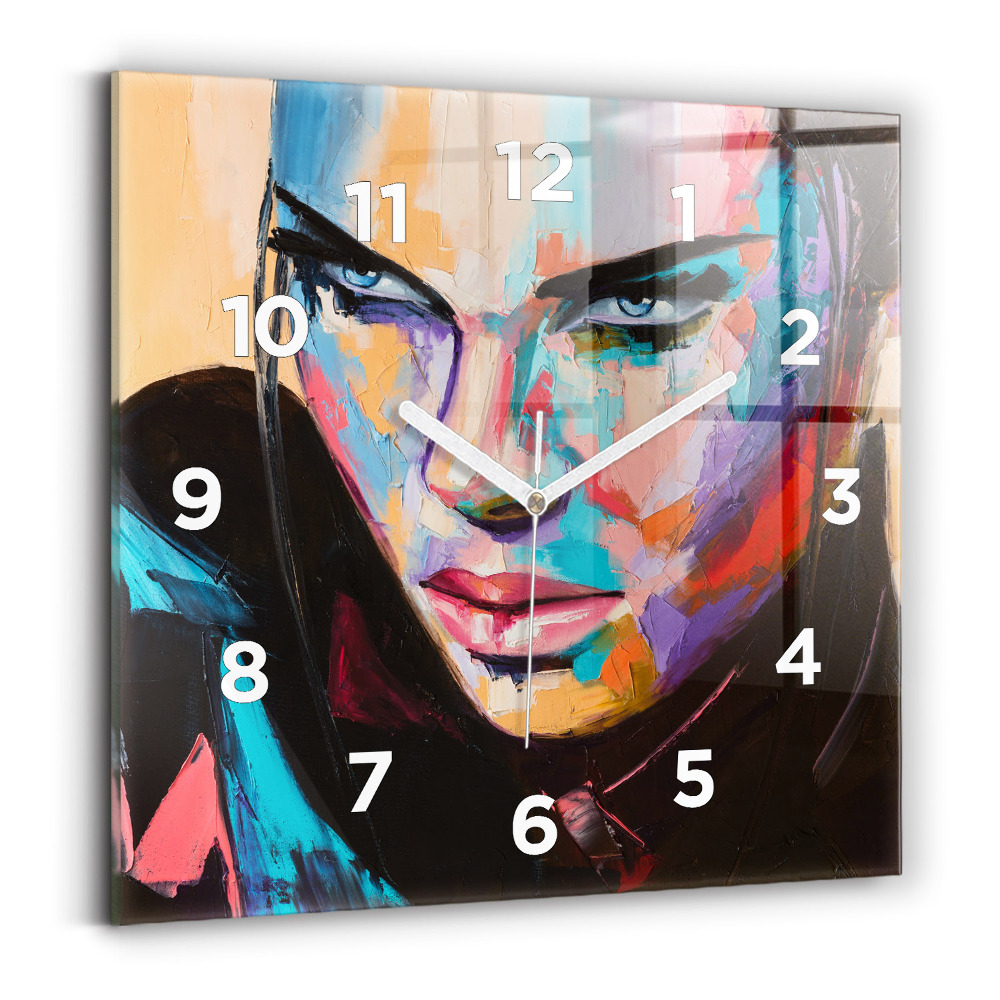 Ceas perete din sticlă pătrat Portretul unei femei