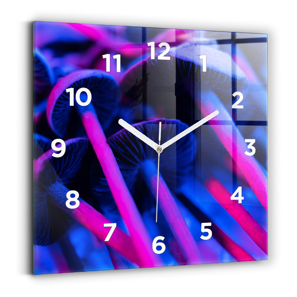 Ceas de sticlă pe perete pătrat Ciuperci magice colorate