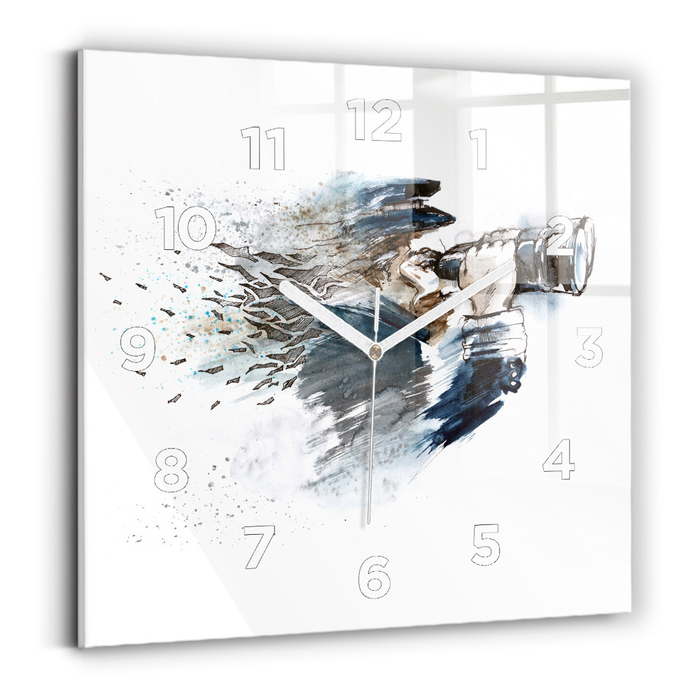 Ceas de sticlă pe perete pătrat Căpitan cu binoclu