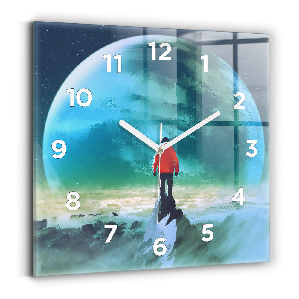 Ceas din sticlă pătrat Omul pe lună