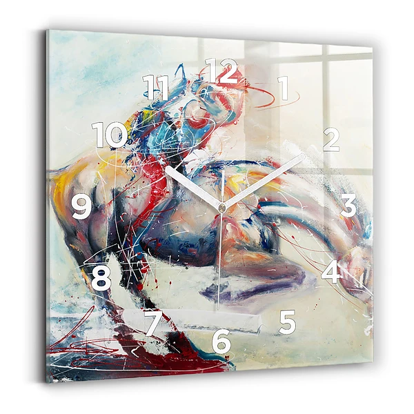 Ceas din sticlă pătrat Ilustrație de cai în galop