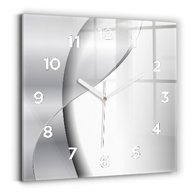 Ceas de sticlă pe perete pătrat Abstracția argintului