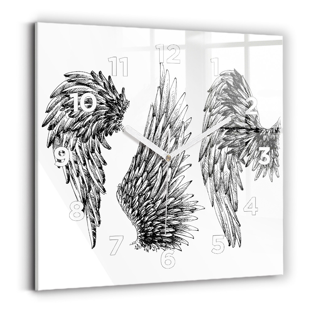 Ceas perete din sticlă pătrat Aripi de înger