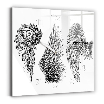 Ceas perete din sticlă pătrat Aripi de înger