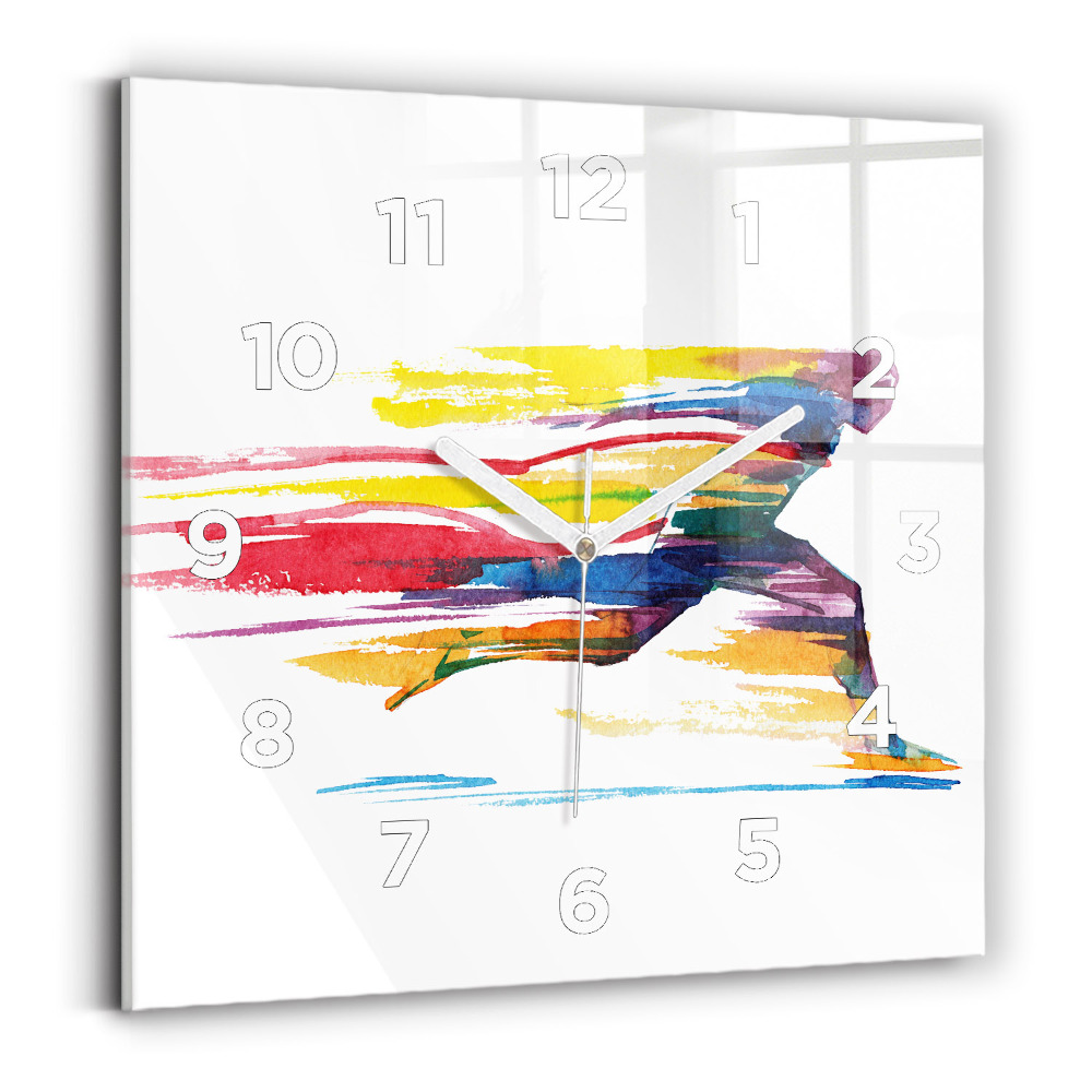 Ceas perete din sticlă pătrat Ilustrație de alergător