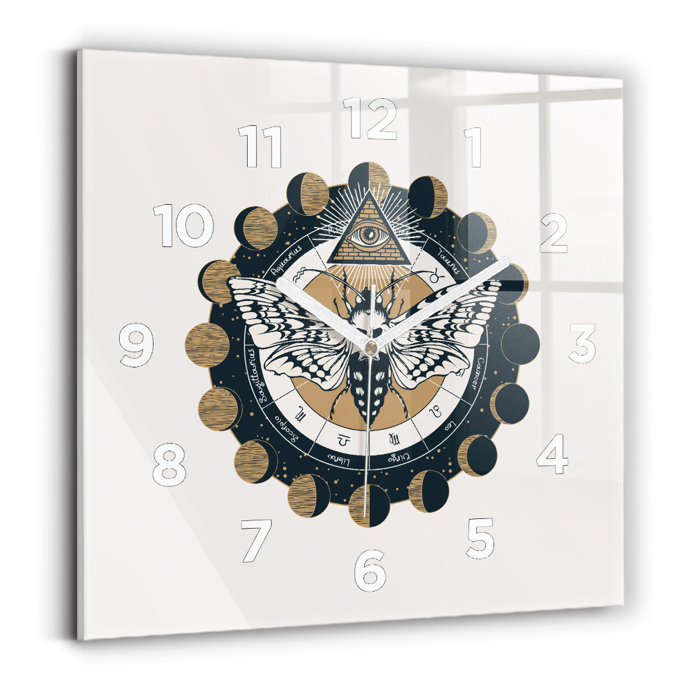 Ceas din sticlă pătrat Fazele lunii și ochiul