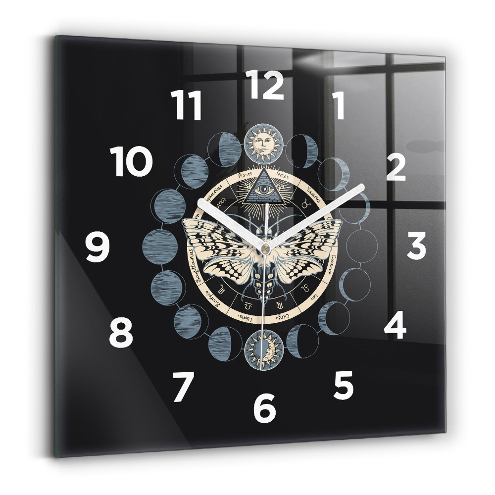 Ceas din sticlă pătrat Fazele lunii