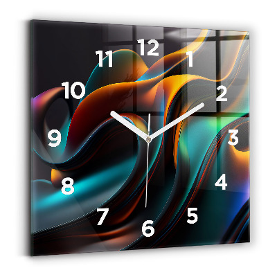 Ceas pătrat de perete din sticlă Val futurist