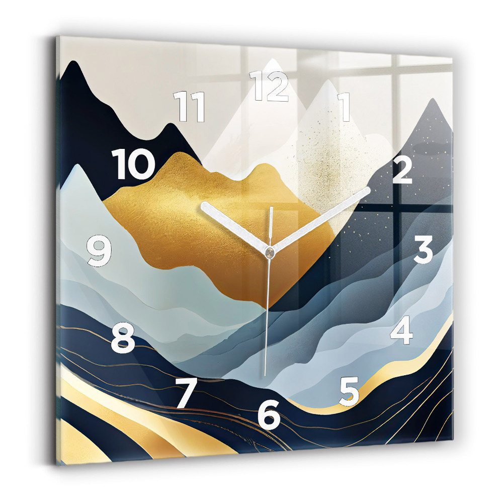 Ceas de sticlă pe perete pătrat Munți abstracti
