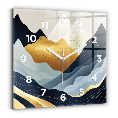 Ceas de sticlă pe perete pătrat Munți abstracti
