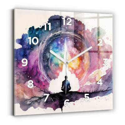 Ceas perete din sticlă pătrat Meditație stil de viață