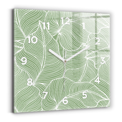 Ceas de sticlă pe perete pătrat Modelul frunzelor naturii