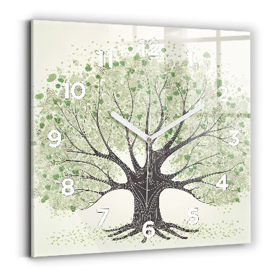Ceas perete din sticlă pătrat Mare copac natural