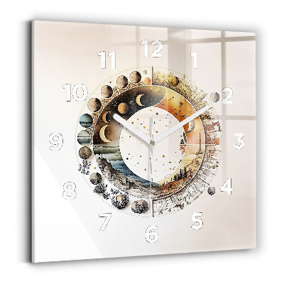 Ceas de sticlă pe perete pătrat Ceas de astronomie