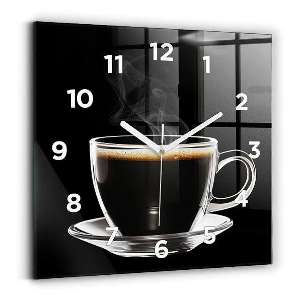 Ceas pătrat de perete din sticlă Cafea neagra