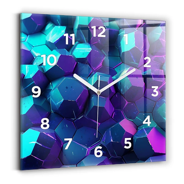 Ceas perete din sticlă pătrat Figuri geometrice
