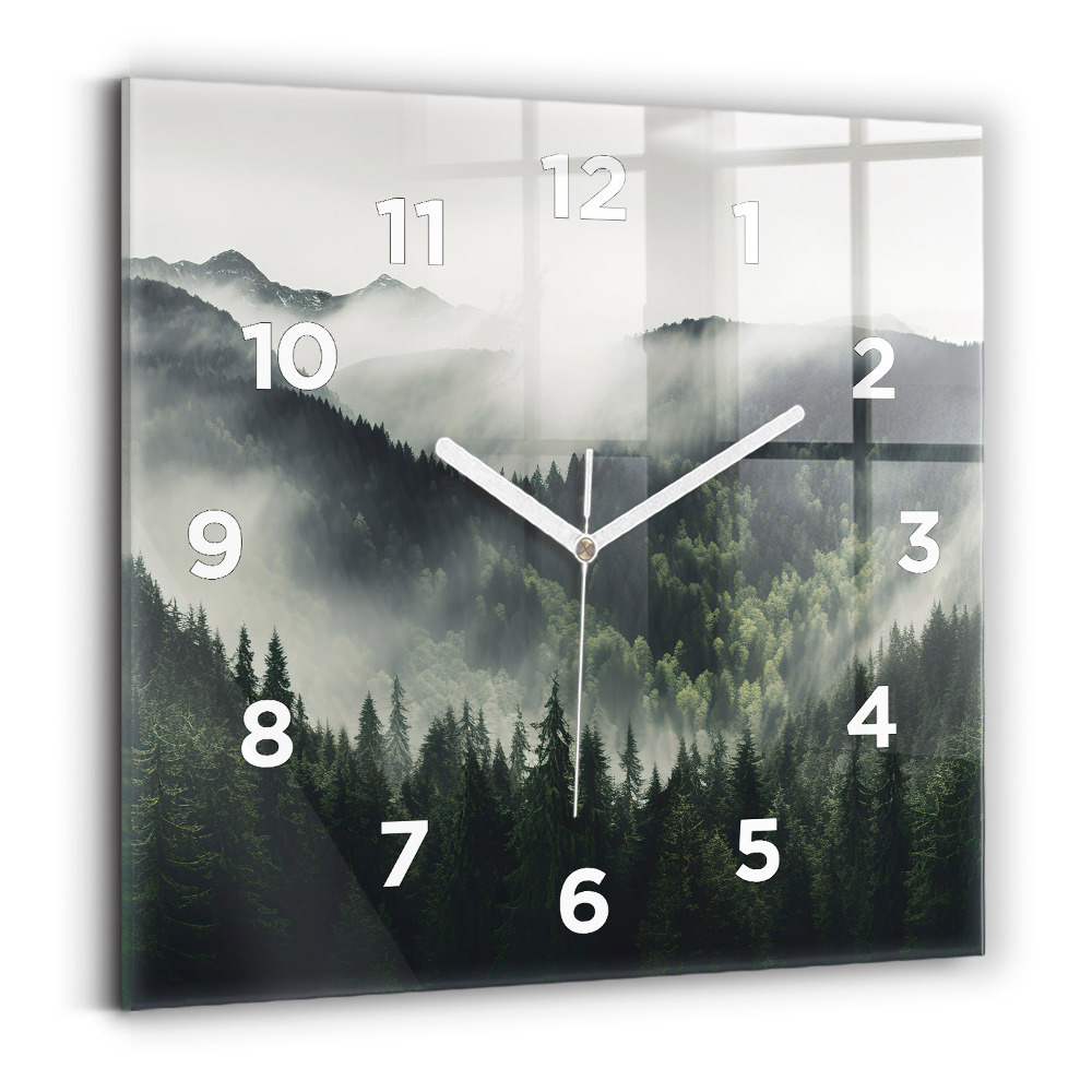 Ceas perete din sticlă pătrat Peisaj forestier