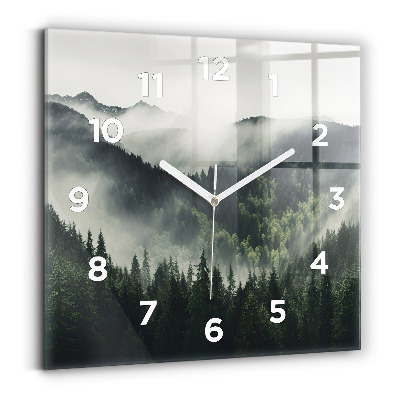 Ceas perete din sticlă pătrat Peisaj forestier
