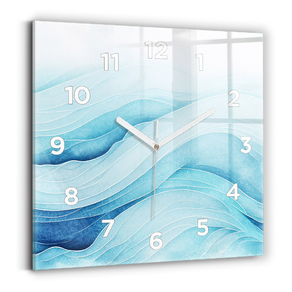 Ceas pătrat de perete din sticlă Nori albaștri
