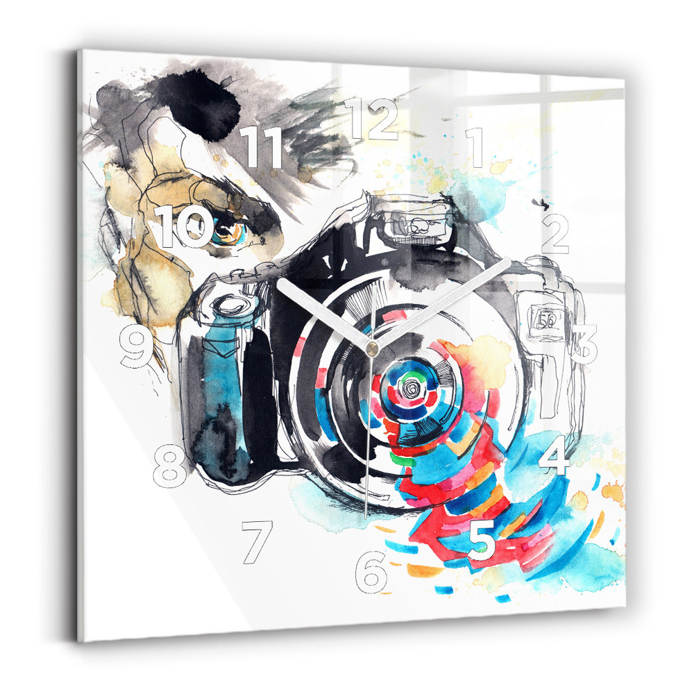 Ceas de sticlă pe perete pătrat Femeie fotograf