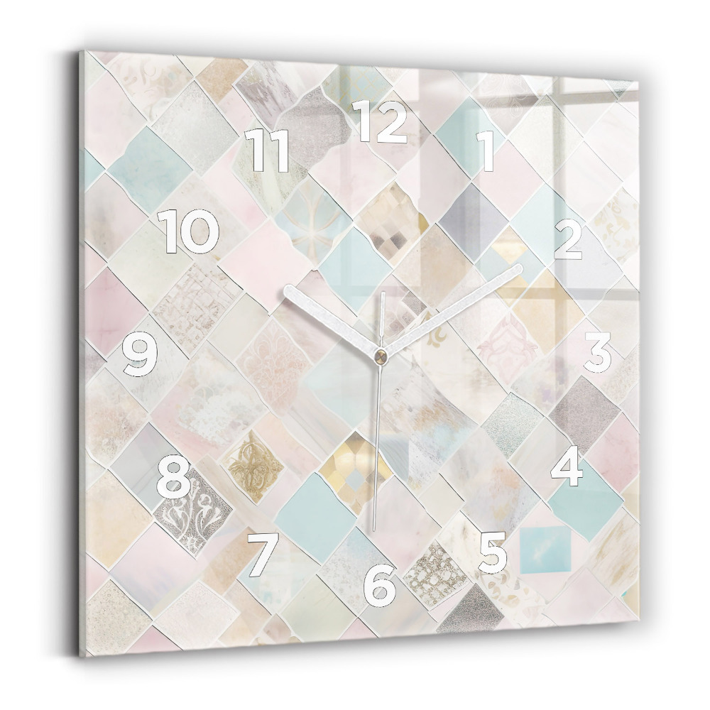 Ceas din sticlă pătrat Placi colorate
