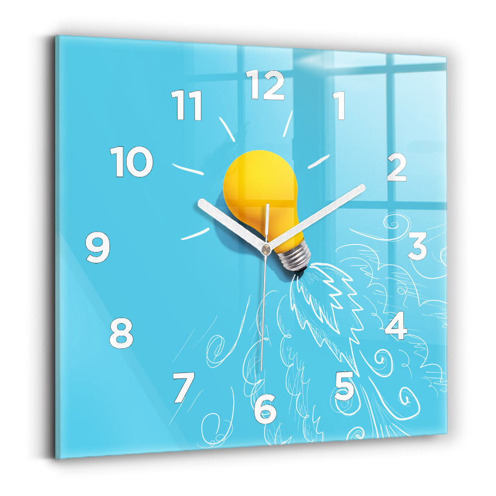 Ceas de sticlă pe perete pătrat Desen bec